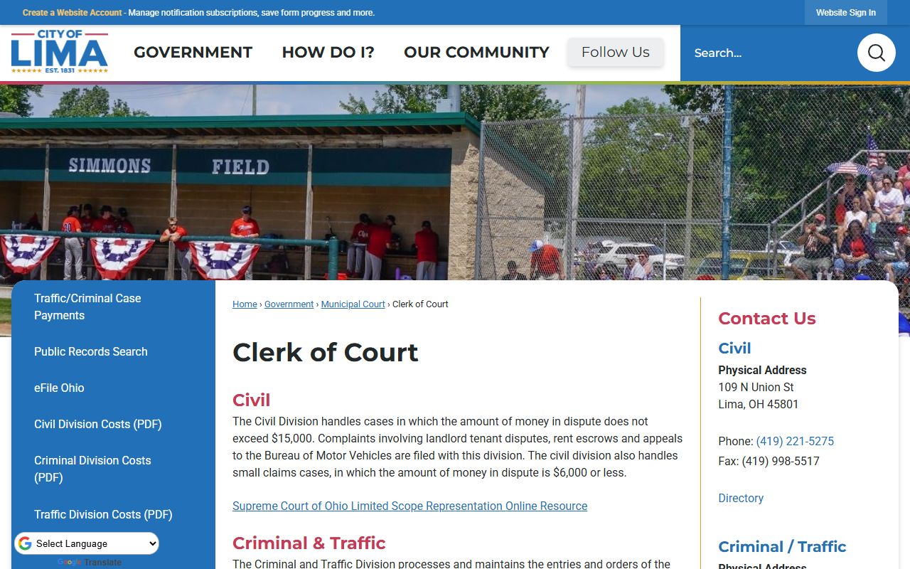 Lima criminal records municipal court