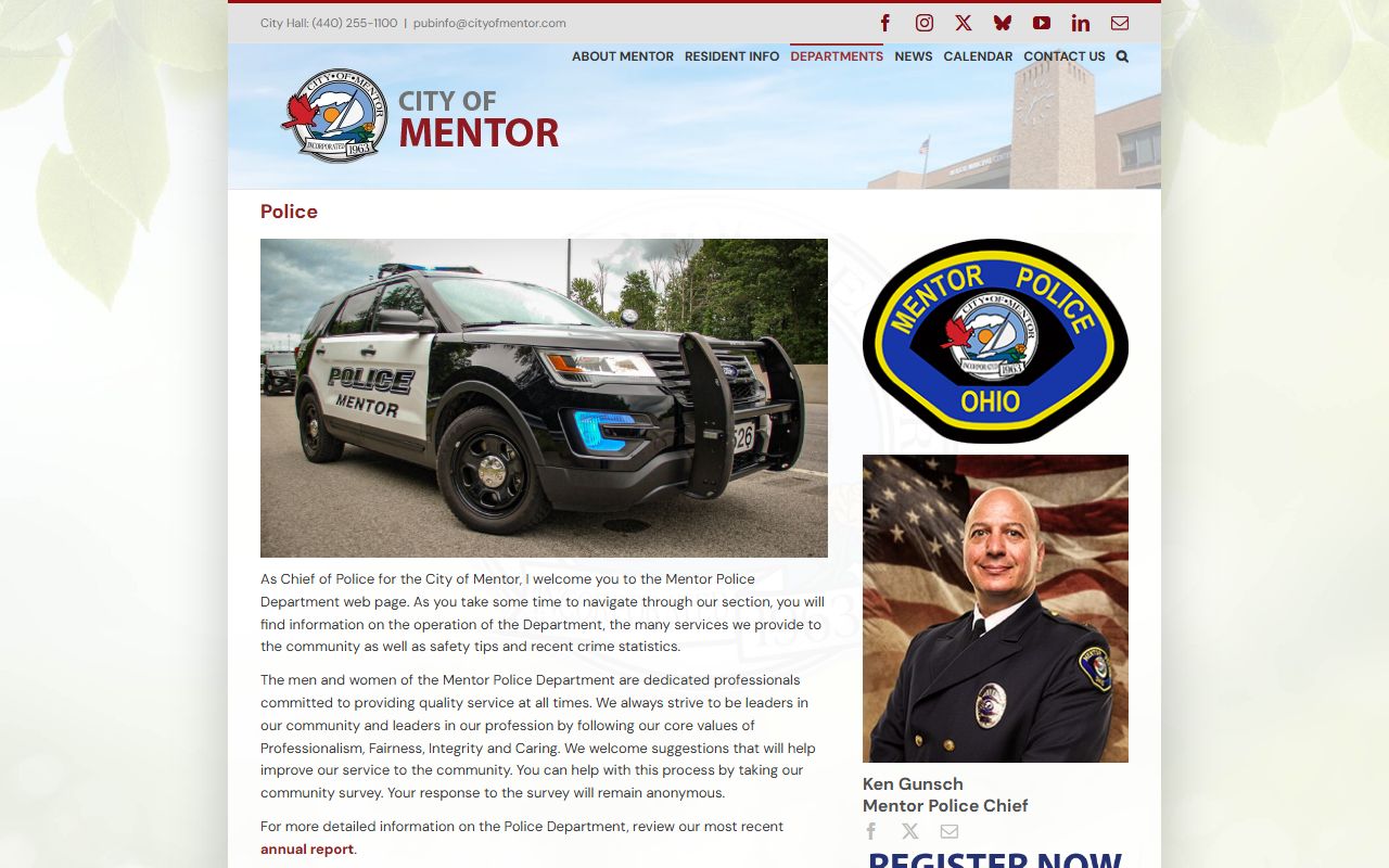Mentor criminal records police department