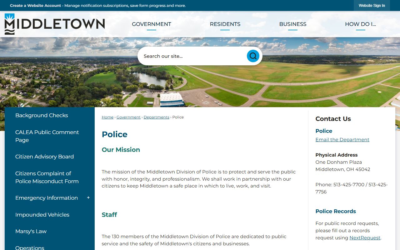 Middletown criminal records police division