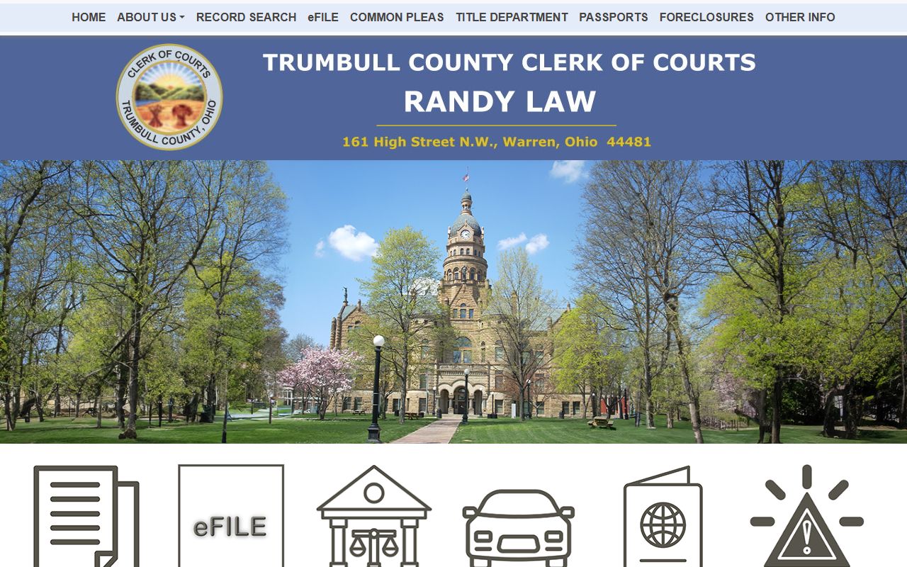 Warren criminal records Trumbull County clerk search