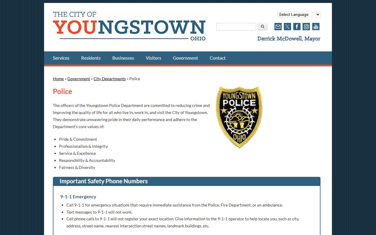 Youngstown criminal records police department
