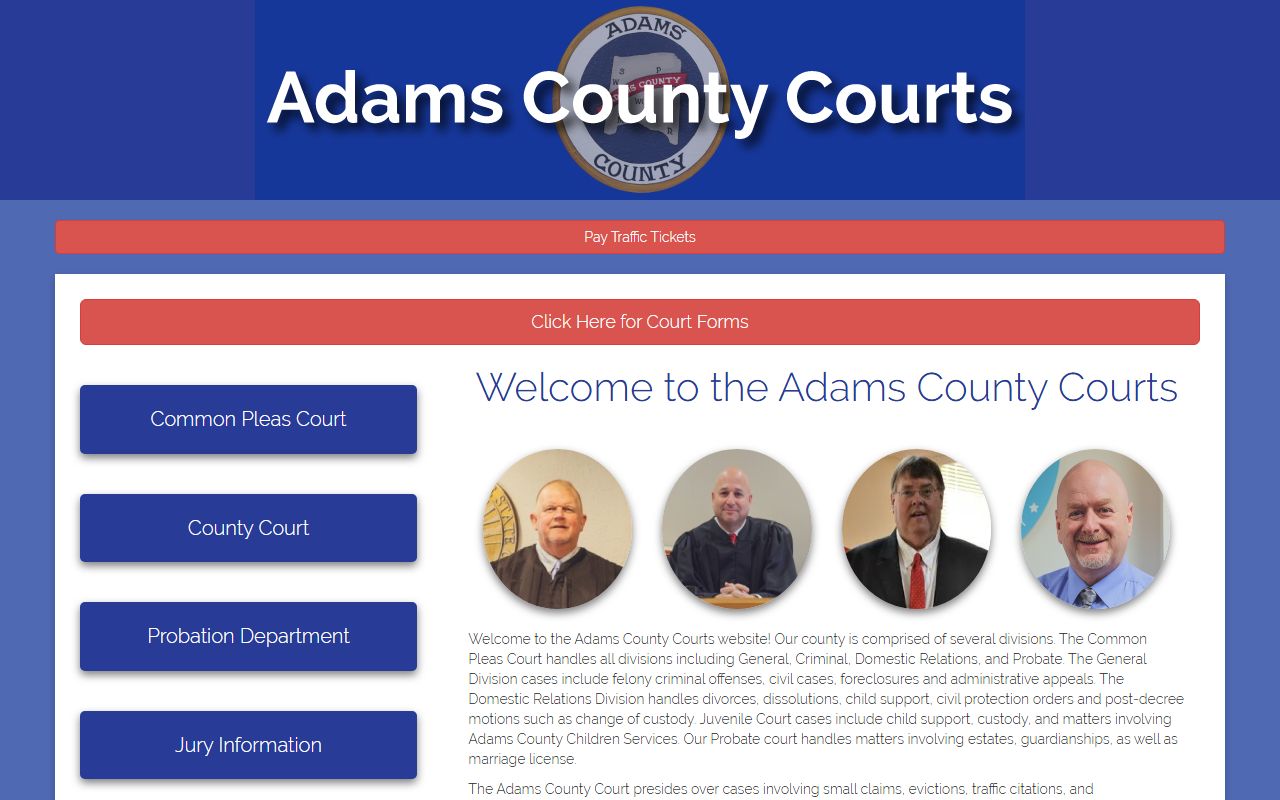 Adams County Clerk of Courts criminal records search portal