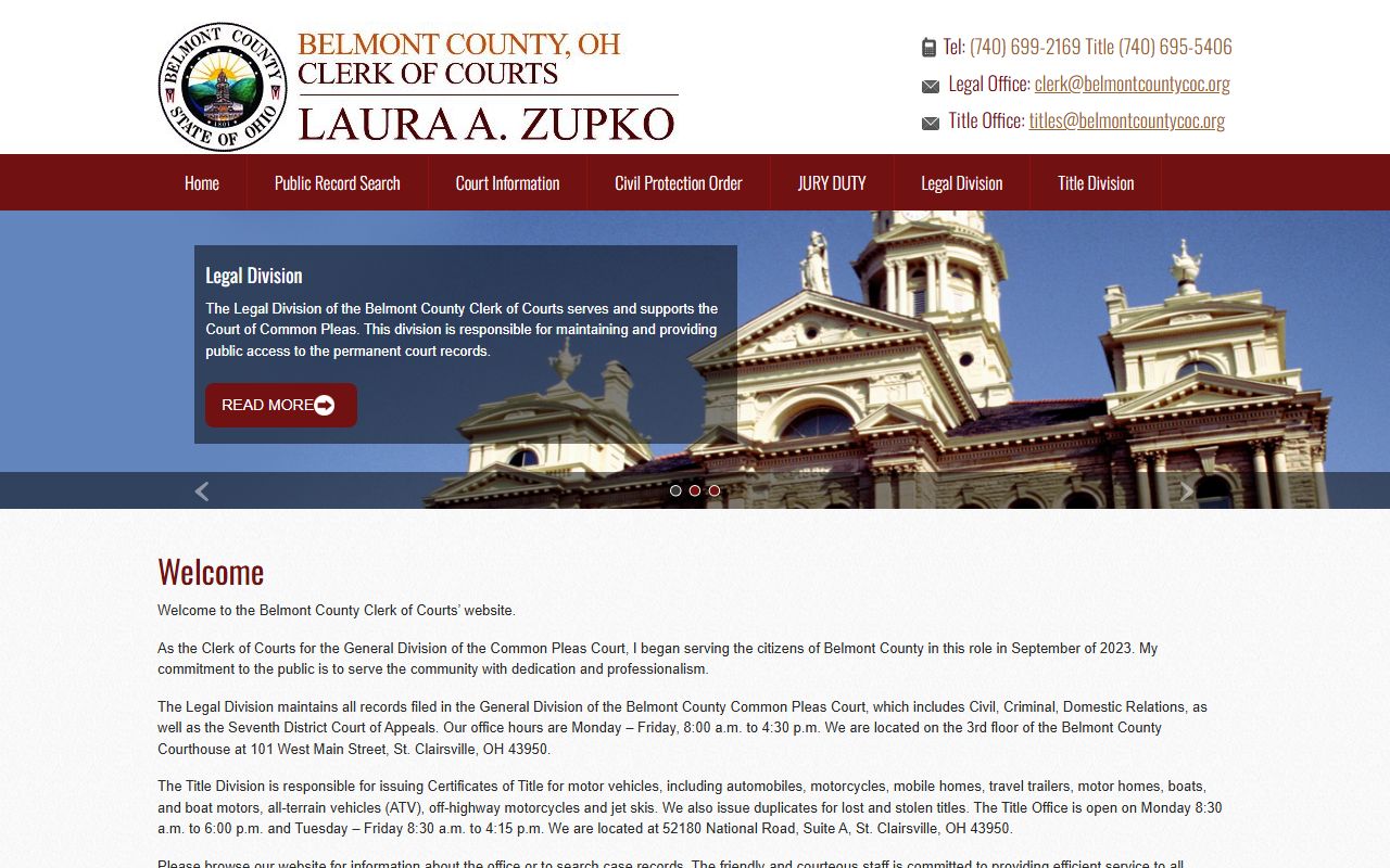 Belmont County Clerk of Courts criminal records search portal