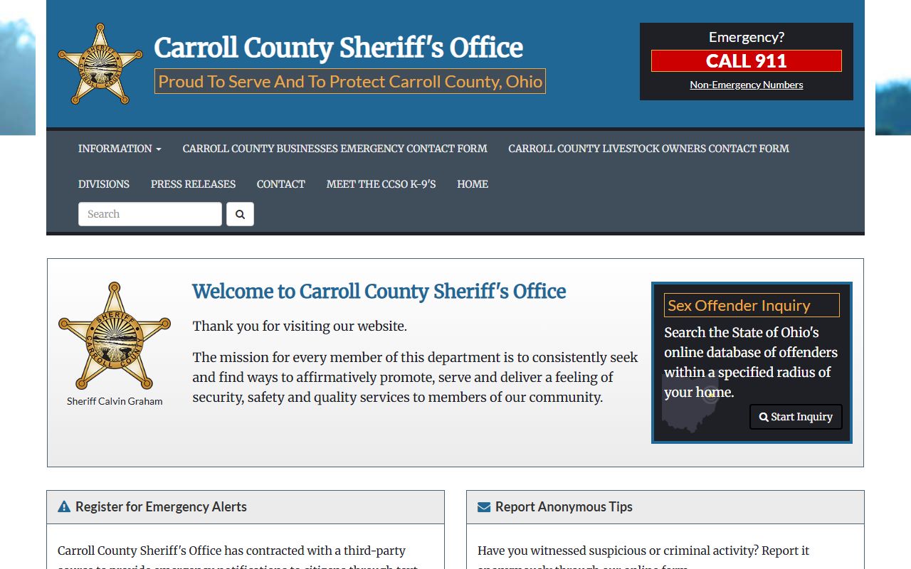 Carroll County Sheriff criminal records and arrest search portal