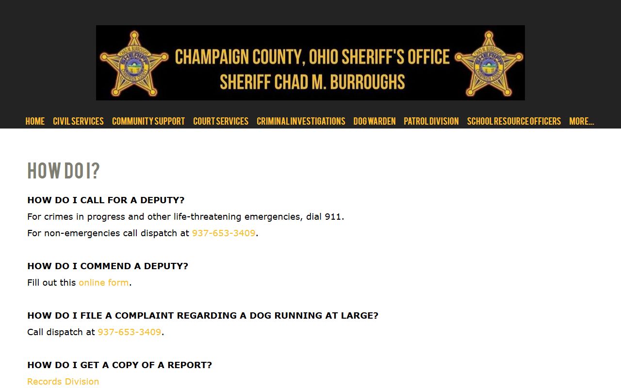 Champaign County Sheriff criminal records and arrest information