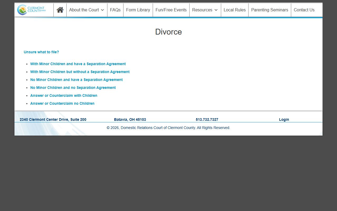 Clermont County Domestic Relations Court records