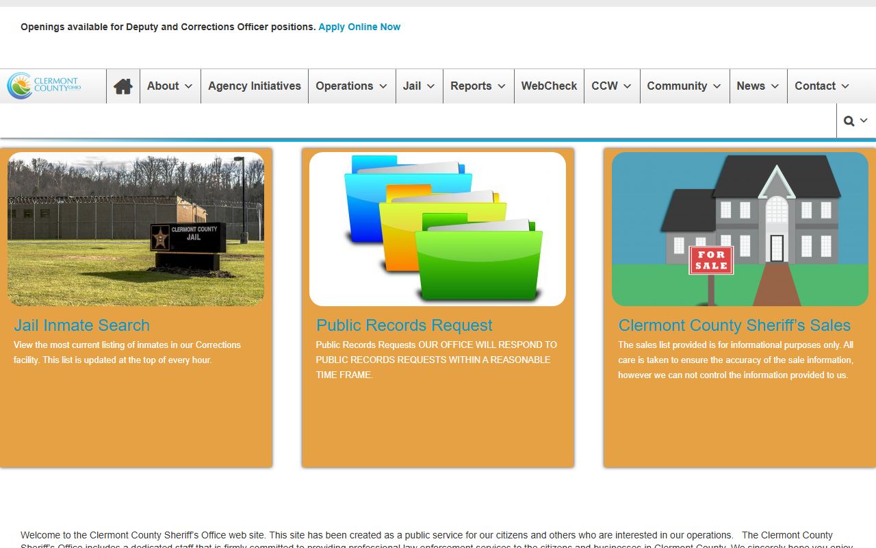 Clermont County Sheriff criminal records and inmate search