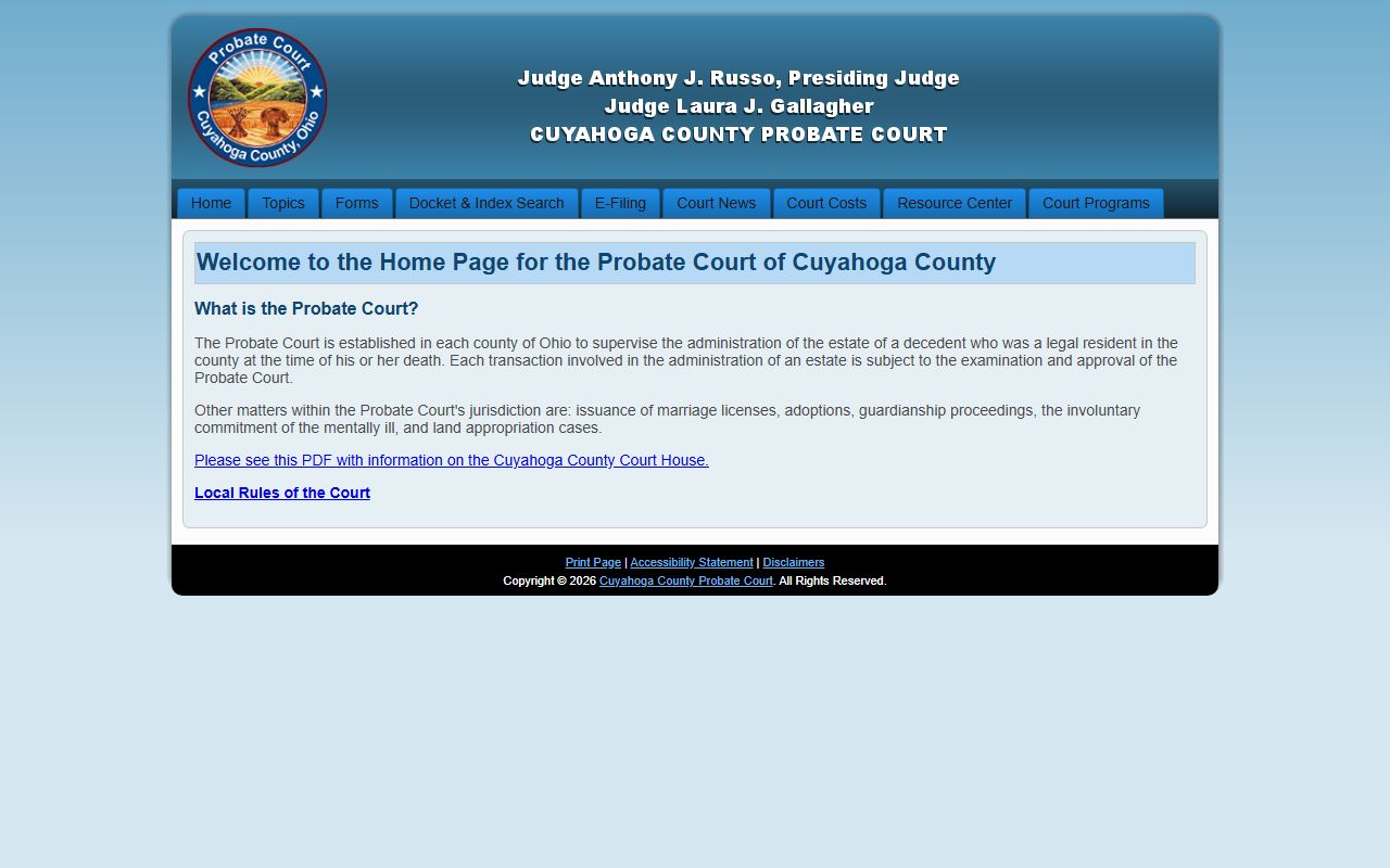 Cuyahoga County Probate Court records search