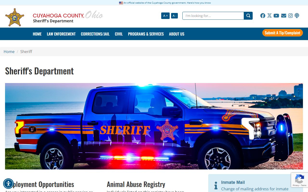 Cuyahoga County Sheriff criminal records and arrest search