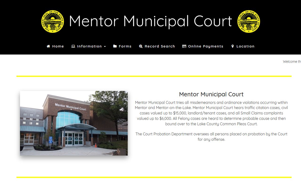 Lake County Mentor Municipal Court criminal records