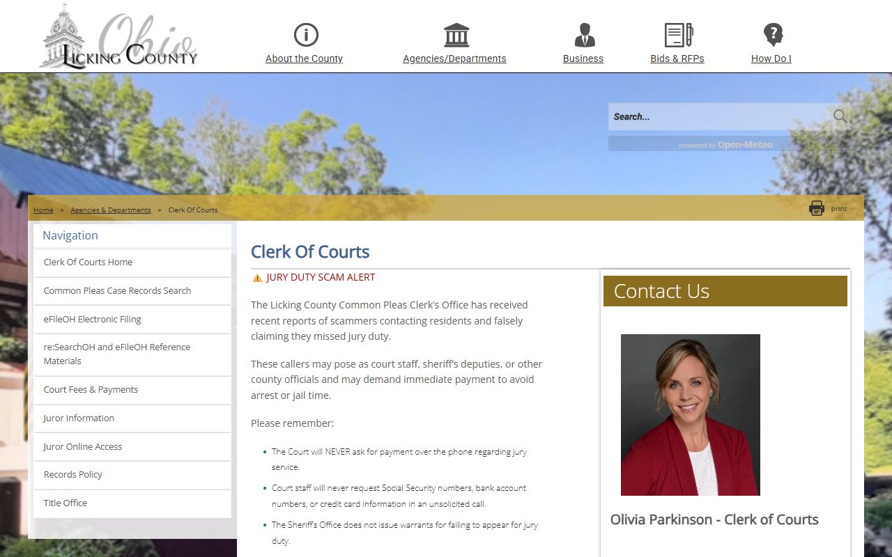 Licking County Clerk of Courts criminal records search
