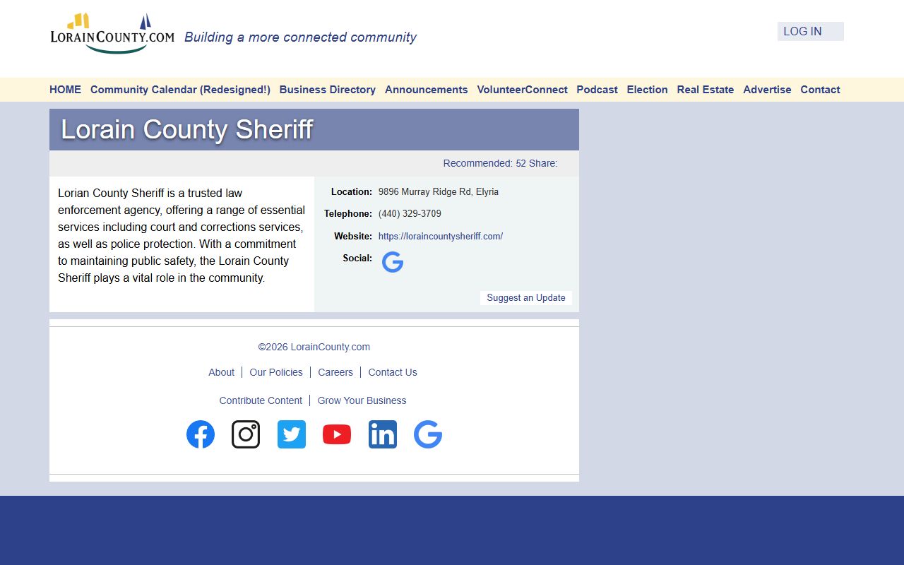 Lorain County Sheriff criminal records