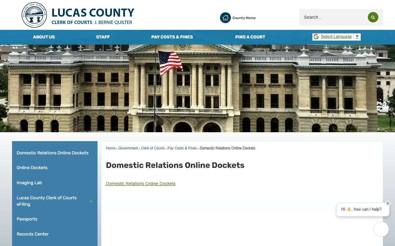 Lucas County criminal records dockets online search