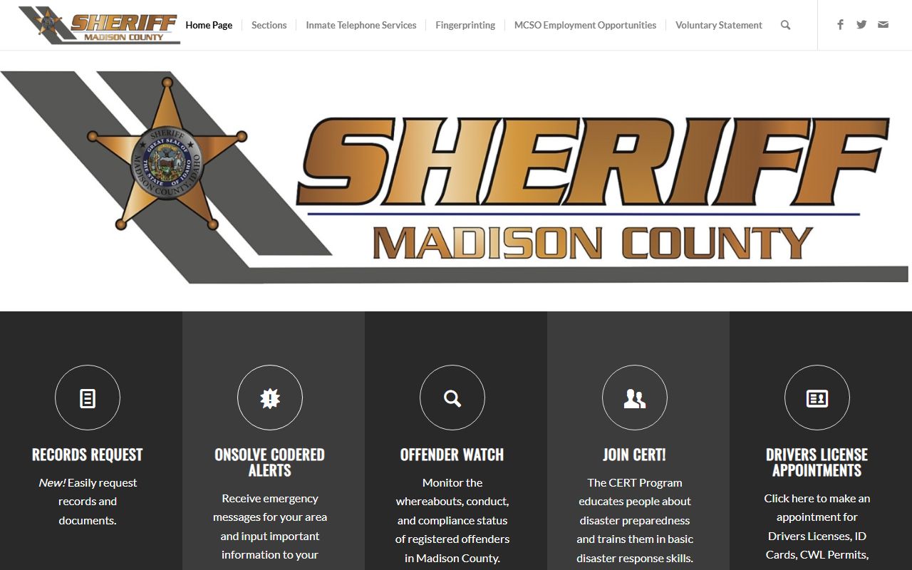 Madison County criminal records Sheriff website