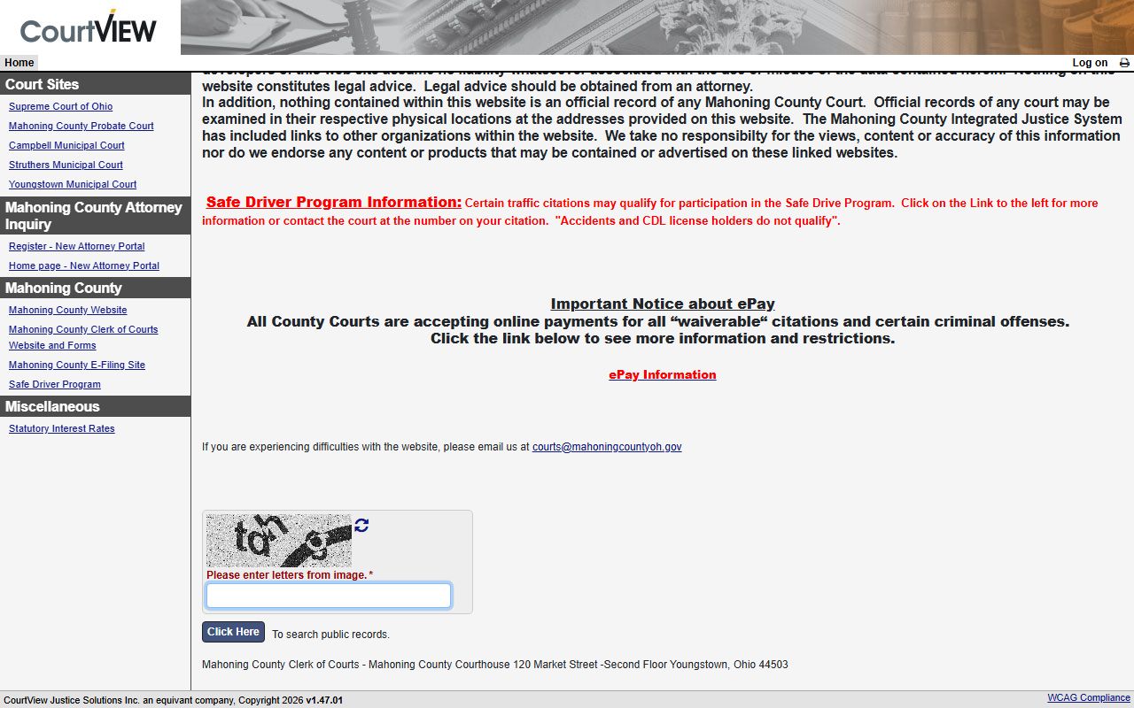 Mahoning County criminal records Integrated Justice System