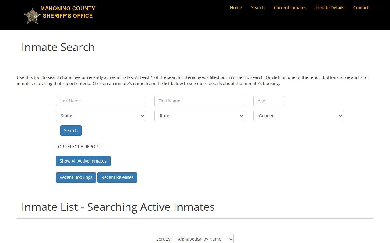 Mahoning County criminal records inmate search