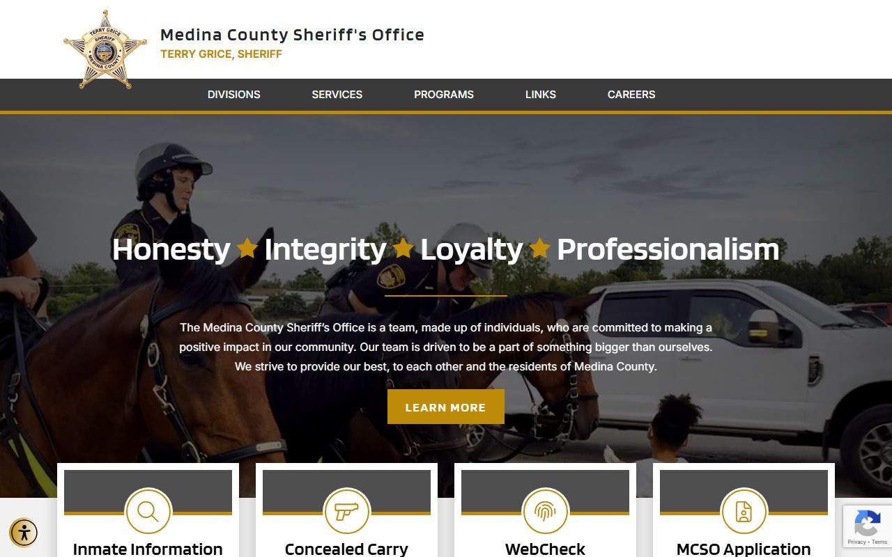 Medina County criminal records Sheriff website