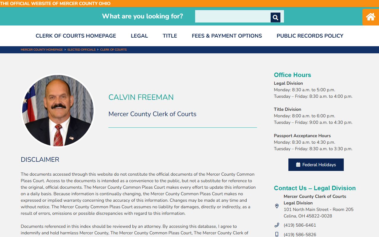 Mercer County criminal records Clerk of Courts