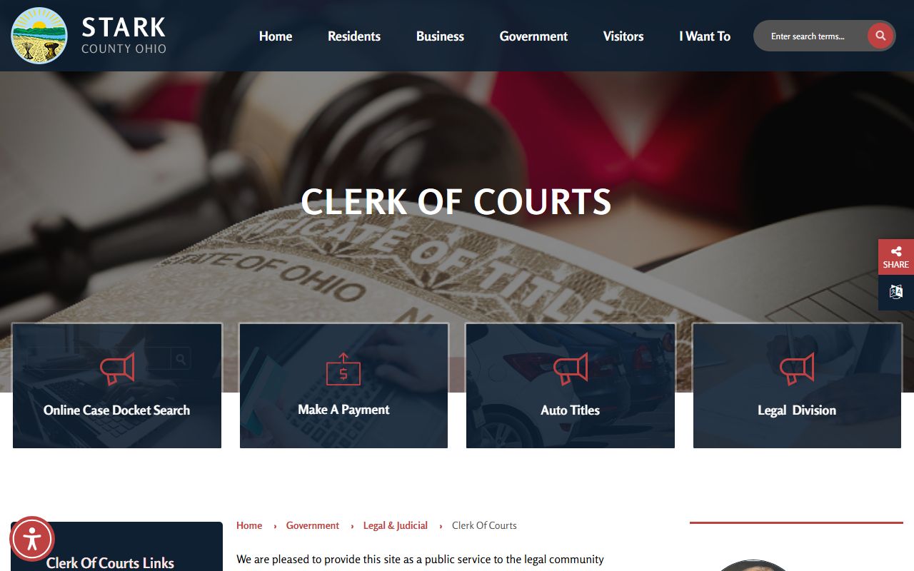 Stark County criminal records clerk of courts