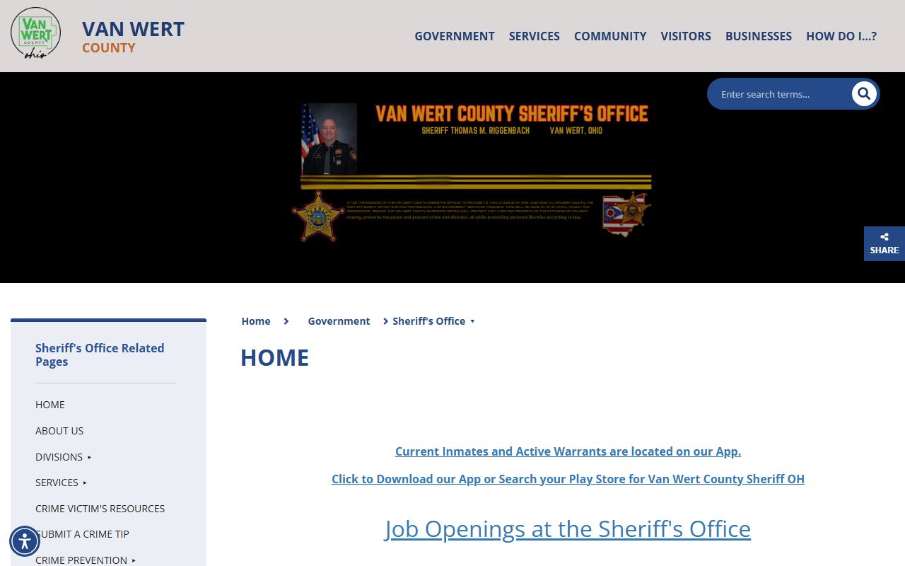Van Wert County criminal records sheriff office