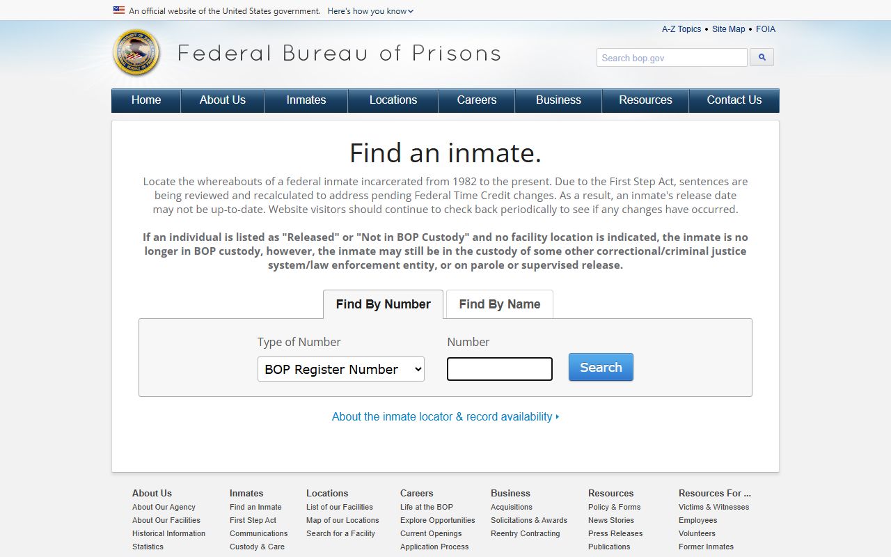 Federal inmate locator for Ohio criminal records